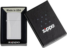 Load image into Gallery viewer, Zippo - Customized Message on Slim® Laser Pattern High Polish Chrome 46706
