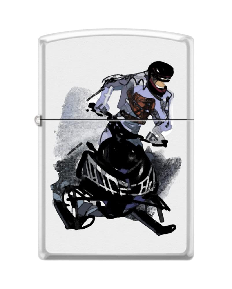 Zippo Lighter-Snowmobiles Winter White Matte Windproof Lighter #Z5532