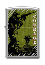 Load image into Gallery viewer, Zippo Lighter- Courage Soldier Brushed Chrome Windproof Lighter #Z5172
