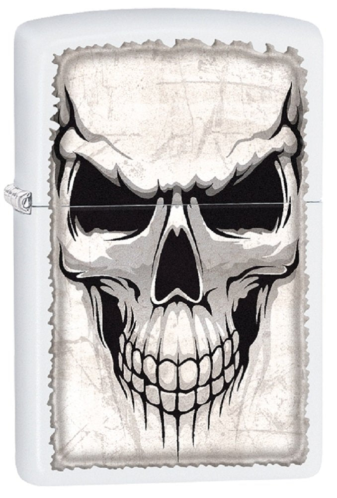 Zippo Lighter - Personalized Message Engraved on Backside Customized Iced Skulls White Matte Lighter Windproof Lighter