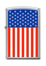 Load image into Gallery viewer, Zippo Lighter- American Flag Stars and Stripes High Polish Chrome Lighter #Z5045
