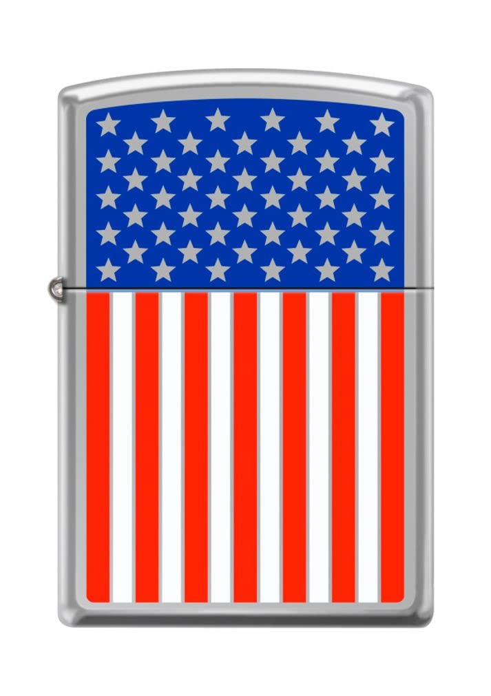 Zippo Lighter- American Flag Stars and Stripes High Polish Chrome Lighter #Z5045